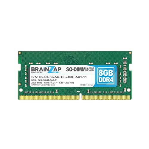 BRAINZAP 8 GB DDR4 SO-DIMM PC4-2400T-SA1-11 1Rx8 2400 MHz 1,2 V CL17 - Memoria RAM para ordenador portátil sin buffered...