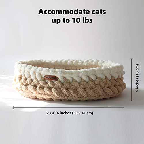 Woowa Cat Bed, Cat Beds For Indoor Cats, Cat Oval Bed, Cat Basket Bed, Cute Cat Bed, Soft Cat Calming Bed, Cat Mat Cat Lounger Bed For Bay Window, 23" L X 16" W X 6" H #TOP1