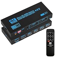 Amazon | HDMIマトリックス 4入力2出力 HDMI 2.0b、HDCP 2.2、HDR10