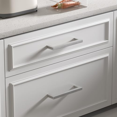 Goldenwarm Brushed Nickel Cabinet Pulls 40 Pack 3-3/4 Inch, Square Drawer Handles, Stainless Steel, Screws Included, Silver Kitchen Hardware for Cupboard Closet Furniture Upgrade by Goldenwarm - Used condition - Image 3