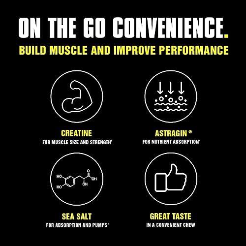 Animal Creatine Chews Tablets - Enhanced Creatine Monohydrate With Astragin To Improve Absorption, Sea Salt For Added Pumps, Delicious And Convenient Chewable Tablets - Fruit Punch #TOP1