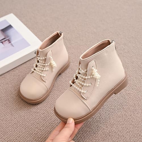 Boys Big Girls Pearl Lace Up Casual Outdoor Hiking Ankle Boots Toddler Comfortable Winter Warm Snow Chunky Boots2