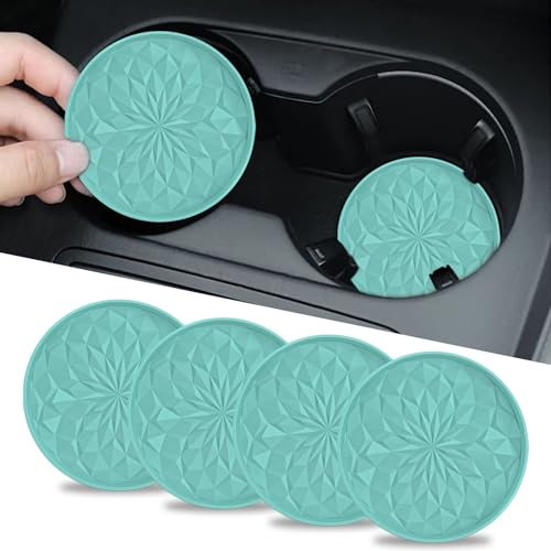 4 PCS Portavasos para Carro 2.75In Antideslizante PVC Verde