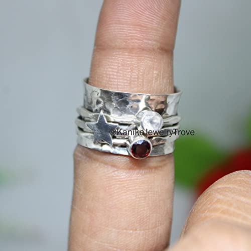 Kanika Jewelry Trove 925 Sterling Silver Amethyst, Moonstone Handmade Stacking Ring For Women & Girl #TOP7