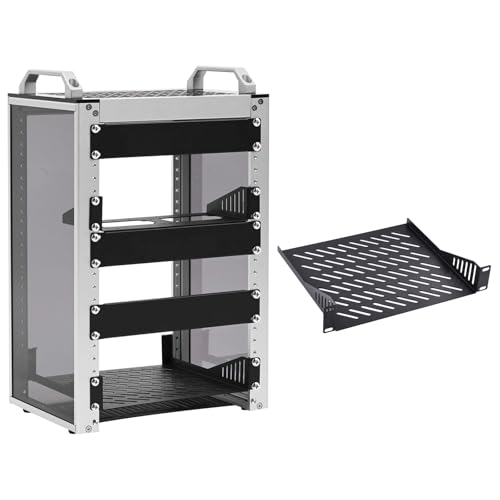GeeekPi 10�C���` 8U �T�[�o�[���b�N + 1U ���b�N�V�F���t �Z�b�g�bDeskPi RackMate T1 �~�j�L���r�l�b�g �I�[�v���t���[�� �A���~�� �ʋC�݌v NAS�E�z�[���T�[�o�[�E�l�b�g���[�N�@��Ή�