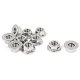 Uxcell a15042300ux0041 22mm Diameter M10x1.5mm Stainless Steel Serrated Hex Flange Nuts (Pack of 10)