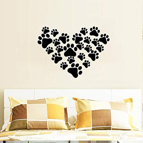 60 Pcs Dog Footprints Wall Decal Vinyl Stickers, Removable Lovely Animal Paw Print Art DIY Sticker Mural for Bedroom Playroom Living Room Office Home Window Door Decoration