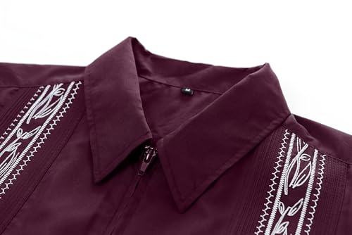 Men's Short Sleeve Guayabera Shirts for Men Cuban Zipper Casual Cotton Beach Tops with Pockets3