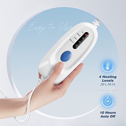 Curecure Heated Electric Blanket Twin Size 62" X 84" Flannel Heated Blanket With 4 Heating Levels & 10 Hours Auto Off, Comfort Warm Blanket For Home Office Use, Machine Washable #TOP2