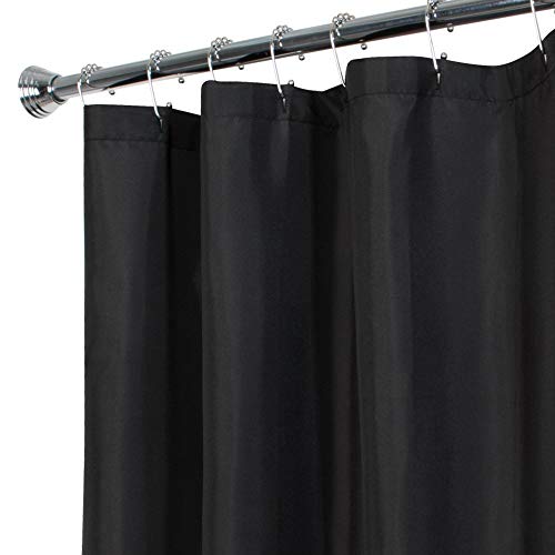 Maytex Water-Repellent Fabric Shower Curtain Liner With Weighted Hem, Soft Microfiber, Quick Drying And Washable Shower Liner, 70" X 72", Black #TOP2
