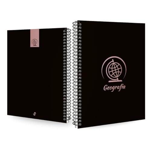 Caderno Universitário Espiral 1 Matéria Profissões Geografia (Preto e Rosê)