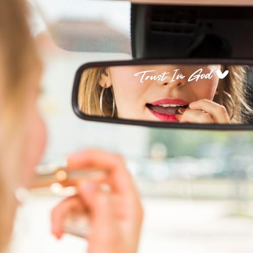 Image of 3X Trust in God Rear View Mirror Sticker, Rearview Mirror Decal with Heart Car Window Decals Self Affirmations Car Mirror Stickers for Women Water Bottle Laptop Accessories Gifts(White)