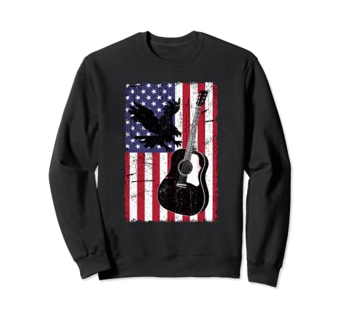 Chemise de guitare accoutique avec drapeau des États-Unis Sweatshirt