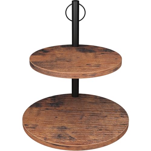 LZelriy Cupcake Stand, 2 Tier Cake Stands Rustic Wood Cupcake Tower Round Tiered Tray Stand for Dessert Table Display, Industrial Wooden Serving Stand Wedding, Graduation and Baby Shower