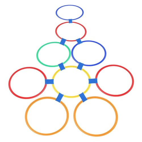 Anillos de rayuela, anillos de plástico multicolor, 10 Uds. De aros redondos con 10 conectores para habilidades motoras gruesas de niños pequeños, uso al aire libre-Cre divertido.