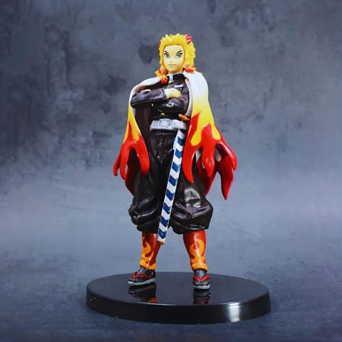 Image of Rengoku Standing Premium Action Figures Collectible for Office Desk, Study Table, Car Dashboard, Decoration for Anime Lovers, Fans, Kids, Collectors - Rengoku14cm