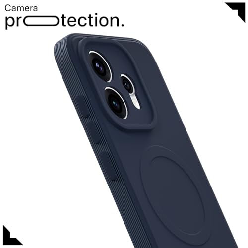 Image of Outlouders Back Cover for Oppo Reno 15 5G Soft Matte Silicone Cover with Slim Fit | Mag-Safe Logo (Not Mag-Safe Compatible) | Shockproof | Camera Protection Bumper Case (Blue)