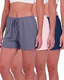 Real Essentials 3 Pack: Women's Pajama Shorts Sleep Lounge Sweatshorts Comfy Sleepwear Bottoms - Set 4, 2XL