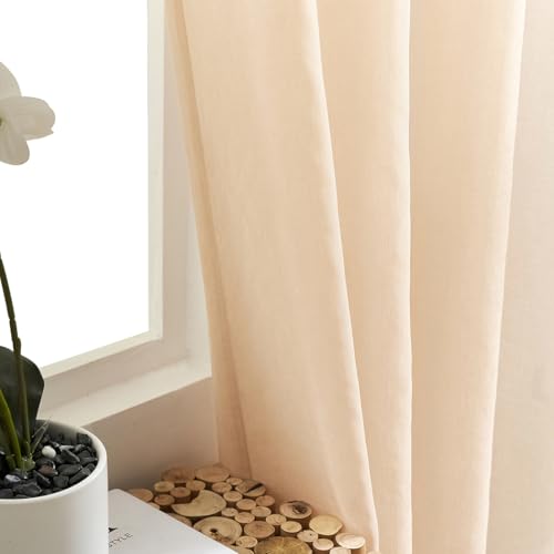 Image of MYSTIC-HOME Sheer Curtains Taupe 95 Inches Long, 108 Inch Width Window Treatments Rod Pocket Drapes for Living Room /Bedroom, Semi Extra Wide Volie Outdoor Curtains for Patio /Villa, 108 inchx 95 inch, 2 Panels
