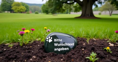 Andys Steinwelt® Tiergrabstein mit Wunschtext personalisierbar Gedenkstein für Haustiere mit Tierpfote, Trauerstein ca. 7-8 cm für Hund, Katze und Kleintiere würdiges Andenken und Grabbeigabe
