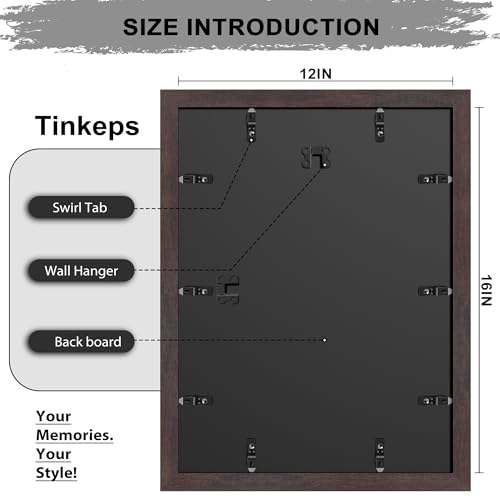 Image of 12x16 Frame Walnut Brown, Thick Poster Frames 12 x 16 for Picture Gallery, Horizontal or Vertical Wall Decoration