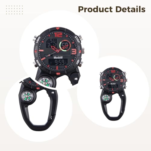 Reloj con mosquetón antichoque para evitar sudor en la muñeca con brújula 3