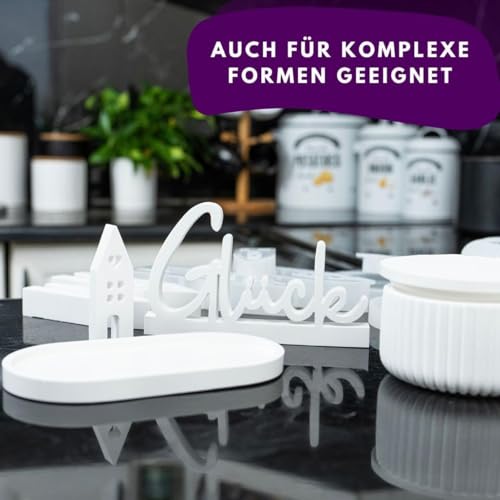 KUPI 0,9kg Gips zum Gießen Lufthärtend & Geruchlos | Keramik Gießpulver Weiß | Gießmasse für Silikonformen | Reliefgießpulver zum Basteln Modellieren Strukturieren