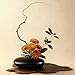 Japanese Inspired Ceramic Vase Ikebana kit, Pebble Shaped Flower Arrangement Bowl with 2inch Flower Frog Pin Frog Flower Stems Holder (Black)