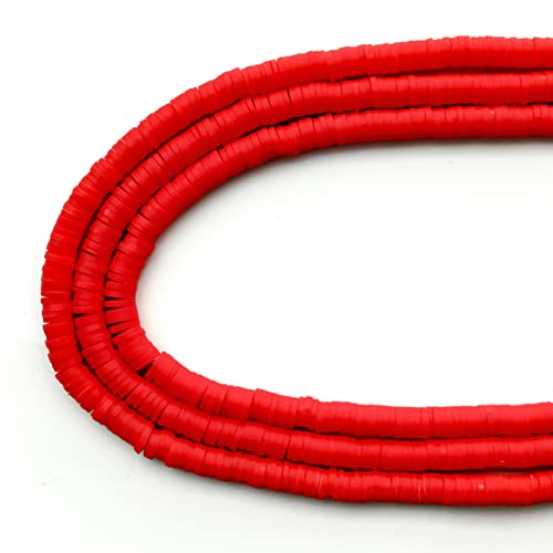 Amaney 1050pcs Red 6mm Heishi Beads Polymer Clay Beads for Valentines Day Jewelry Making Bracelets Necklace