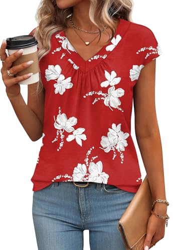 WIHOLL Womens Summer Tops Beach Vacation Clothes Spring Boho Tank Top Business Casual Outfits Basic Tees Ladies Tops and Blouses Spring Tops Basic Tees L