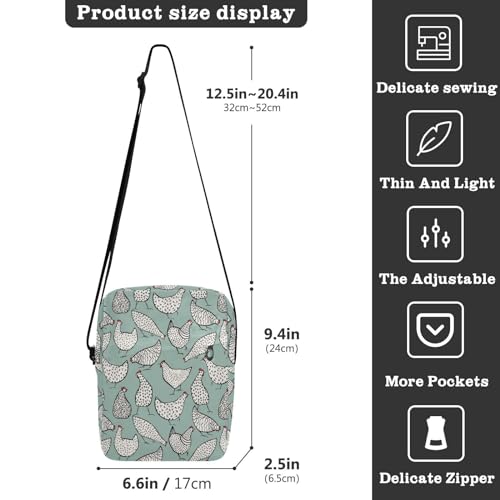 Farm Chicken Small Crossbody Bag for Men Women Mini Messenger Bag Shoulder Handbag With Adjustable Straps3
