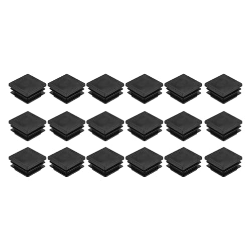 Image of uxcell 12Pcs Square Plastic Plugs, 32 x 32mm /1.26 x 1.26inch PE Pipe Tubing End Caps for 25-30mm /0.98-1.18inch Square Tube Furniture Chair Leg, Black