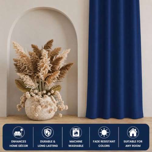 Image of LaVichitra 2 Pieces Solid Premium Blackout Curtains - Thermal Insulated, 3 Layered, 100% Opaque Window - 4 feet, Navy Blue