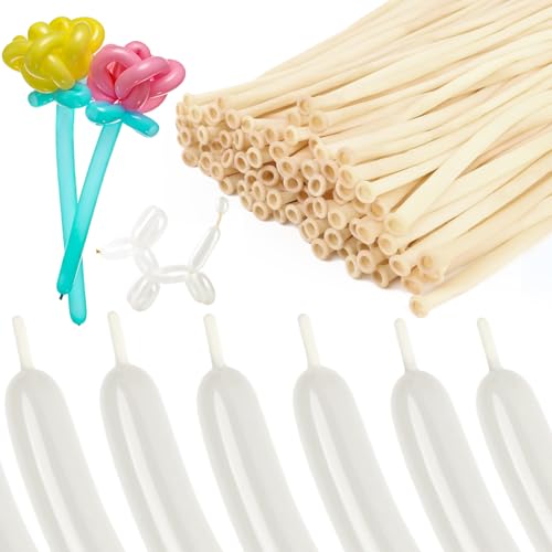 Clear 260 Balloons 100Pcs Long Balloons for Tying Balloon Arches Thick Latex Long Skinny Twisting Balloons for Animals Wedding & Party Decorations