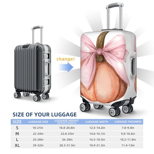 Pumpkin With Pastel Pink Fabric Bow Elastic Travel Luggage Covers Dustproof Scratch-Resistant Suitcase Protector Fit 22-24 Inch4