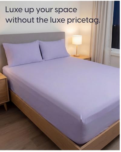Image of Sleepy Town King Size Bed Sheets - 3 Piece - NO FLAT SHEET INCLUDED - King Sheet Set - Soft, Comfy & Cooling - Easy Care - Wrinkle & Fade Resistant - Brushed Microfiber - Deep Pocket Sheets (Lavender)