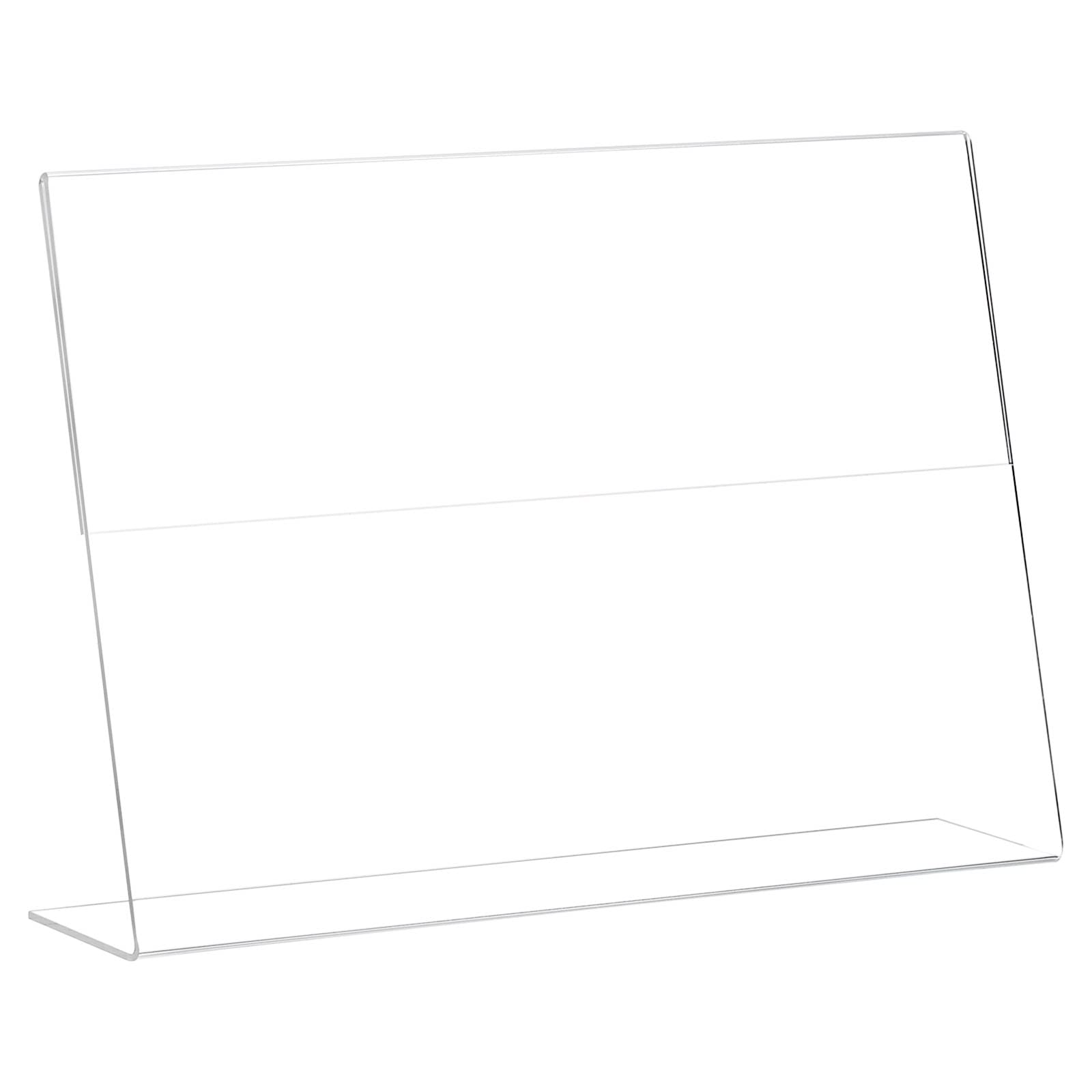 sourcing map Acrílico Letrero Soporte 12 Paquete, 8.5x11 Pulgadas L Forma Horizontal Letrero Soporte Menú Expositor Soporte Adecuado para Restaurantes, Oficina, Hogar, Tienda - Transparente