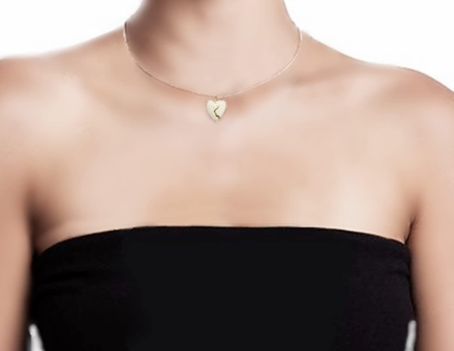 Large 1" White Howlite Broken Heart Mended with 23k Gold, Kintsugi Cord Necklace