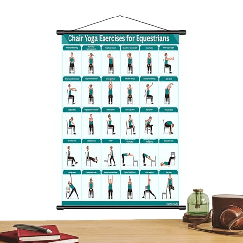 Cordoode シニア向け チェアヨガ チャート | 折りたたみ式 初心者向け | 初心者 フィットネスチャート ワークアウトガイド,家庭ジム オフィス 寝室 向け モビリティ ワークアウト ピラティス フィットネス ストレッチ