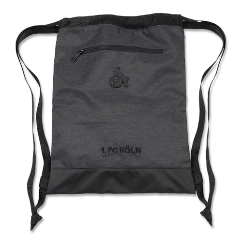 1. FC Köln Sportbeutel Anthrazit – Offizieller Turnbeutel mit Logo – Fußball Gym Bag für Training, Schule & Freizeit – Kordelzug Rucksack Fanartikel FC Köln