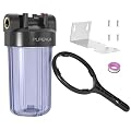 Purevua PWT10 Whole House Water Filter Housing, Fits 10” x 4.5” Big Blue Filters, Inline Pre-Filtration System for RV, Home Well and City Water Sediment etc with 1" NPT Port, Pressure Relief Valve