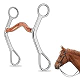 ElaraBerry Stainless Steel Horse Snaffle Bit, 5.5 Inch Horse Bit with Copper Mouthpiece Smooth for Horses Riding Training, Durable Equestrian Snaffle Bits for Horses Control