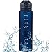 FLOWBUDDY Gourde Sport sans BPA, Gourds 1 Litre, Anti-Fuite Bouteille d'eau avec Filtre, Ecologique Gourde pour Enfant,Fitness, Gym, Randonnée, Travail, Voyage, Bureau, Football，Bleu