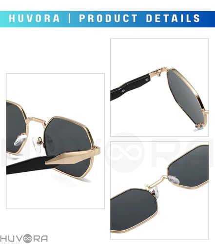 Image of Retro Hexagonal Designer UV Protected Unisex Oval Sunglasses for Men Women | Stylish UV400 Protection Metal Frame Branded Geometric Goggles for Driving Fashion Party Sqaure Shades