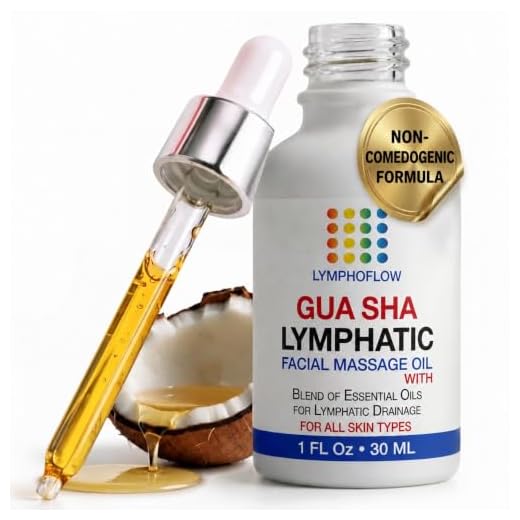Facial Lymphatic Drainage Oil for Gua Sha Massage: Blend of Lymphatic Essential Oils with Jojoba and Coconut Oils I For face Jade Roller, quartz gau sha set and other facial tools I 1FlOz I by Bruizex