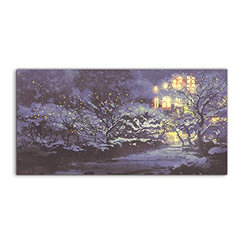 Art photo sur verre trempé panoramique 140x70cm paysage de neige haut de gamme