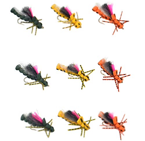 Outdoor Planet 9 Morningwood Stone Terrestrials/Attractor/Stonefly/Hopper/Salmonfly/Dry Flies for Trout Fly Fishing Flies Lure Assortment