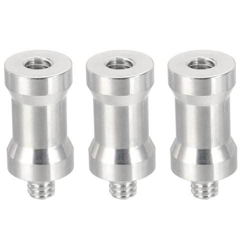 PATIKIL Camera Spigot Screws Converter 1/4" to 1/4" Female to Male, 3 Pack Tripod Screw Adapter Spigot Stud for Light Stand Hot Shoe Cold Shoe Adapter Ball Head Flash, Silver