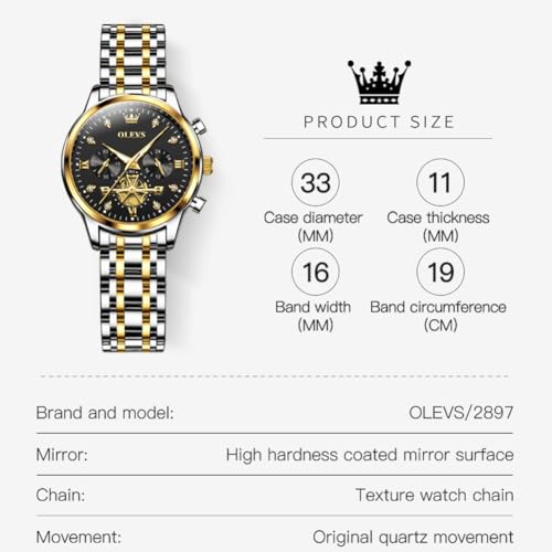 Image of OLEVS Womens Watches Chronograph Luxury Diamond Dress Analog Quartz Wrist Watches Stainless Steel Waterproof Luminous Ladies Watch