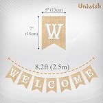 Uniwish Welcome Banner Sign Garland Wedding Baby Shower Classroom Party Decorations Vintage Rustic Burlap Hanging Bunting Home Décor - Image 3